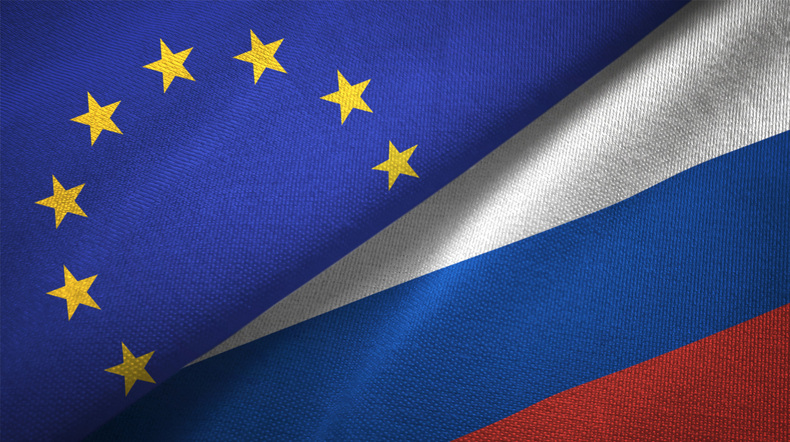 EU and Russia flags