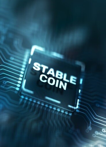 Text reading Stablecoin on microchip