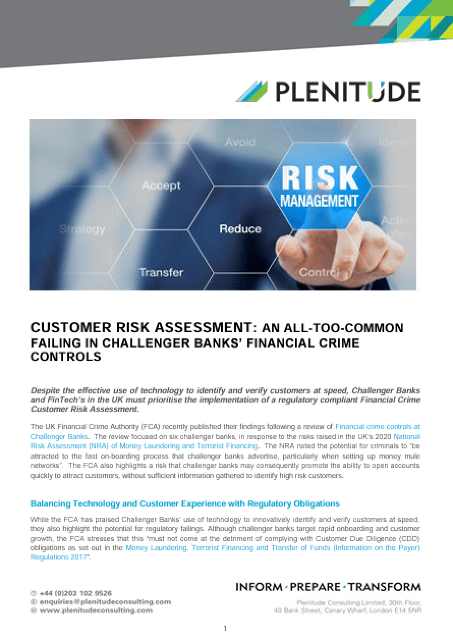 cover page of paper on customer risk assessment